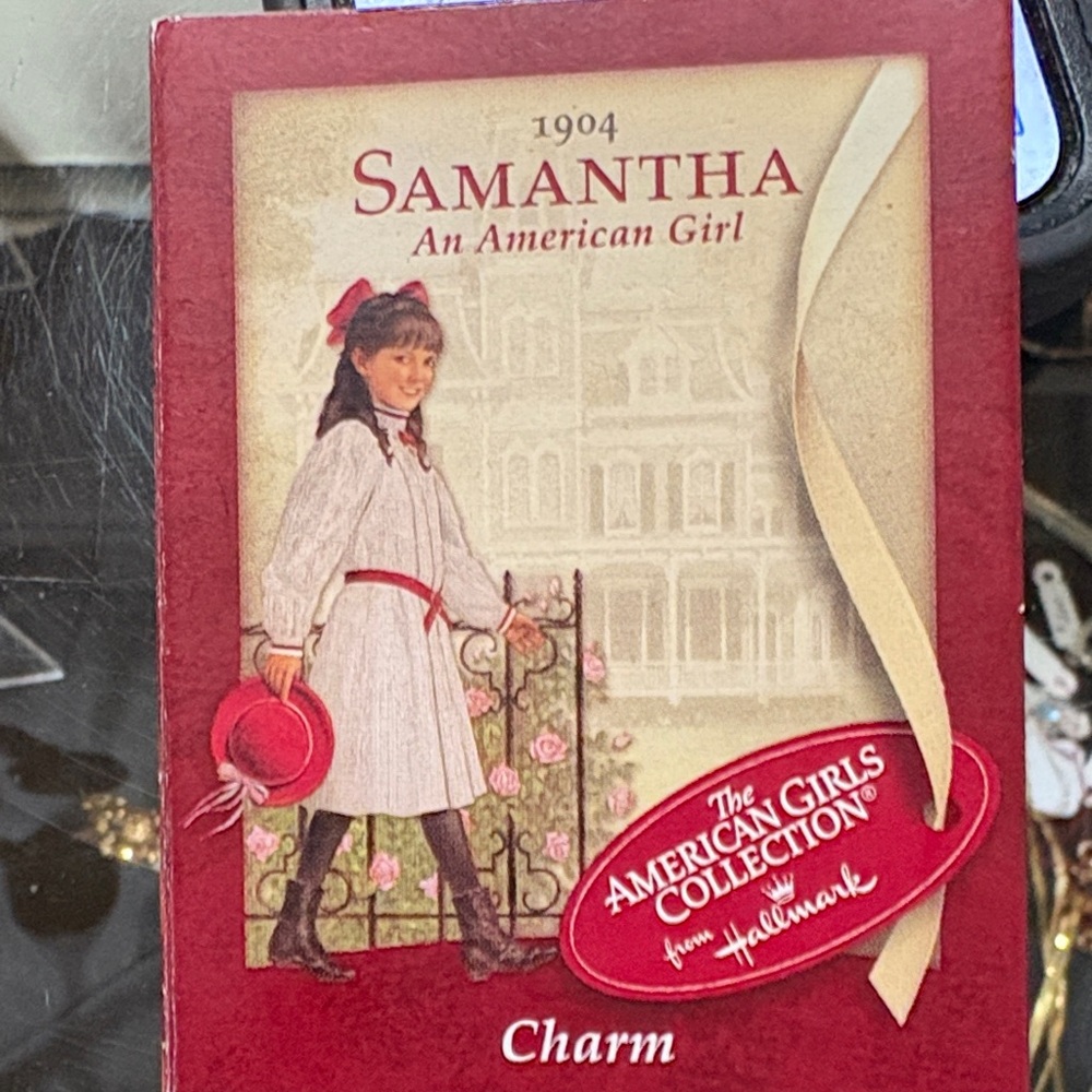 American Girl Silver Charm with Pink Cord